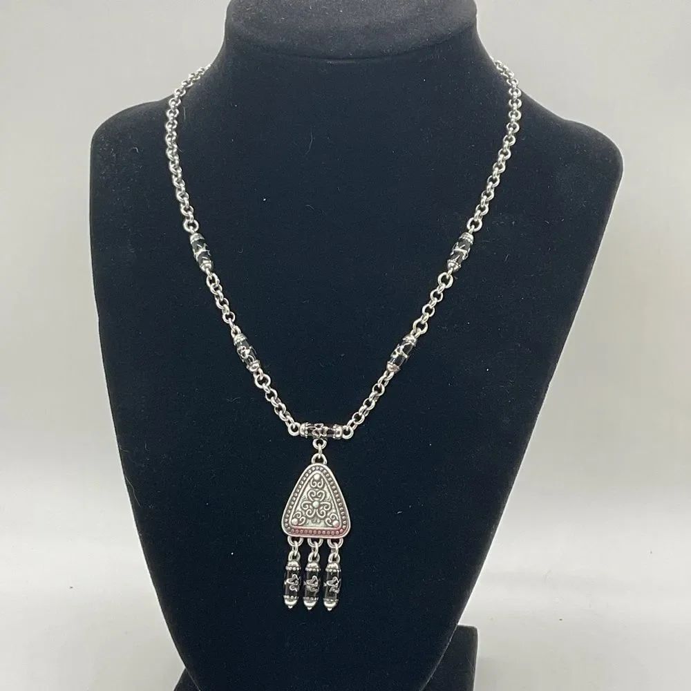 Brighton Jordana Silver-Plated Pendant Necklace with Black Accents